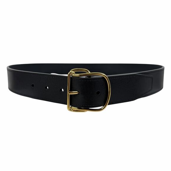Toteme Swirl Leather Belt Black Gold Buckle Size 90cm/ 35\